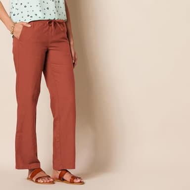 Amazon Essentials Women's Linen Blend Drawstring Relaxed Fit Wide Leg Pant (Available in Plus Size), Terracotta, 2X - Image 2