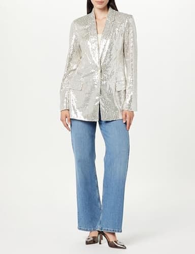 The Drop Women's Blake Long Blazer, Silver Sequins, 4X - Image 4