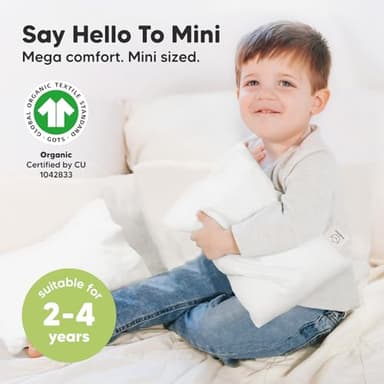 Mini Toddler Pillow with Pillowcase - 9x13 My Little Dreamy Travel Kids Pillow for Sleeping, Toddler Bed, Small, Tiny, Organic Cotton Pillowcase, Soft & Breathable, Kids 2-4 Years Old(Soft White) - Image 3