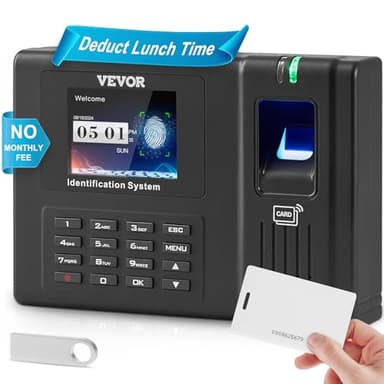 VEVOR Time Clock, Employee Attendance Machine with Fingerprint, RFID and PIN Punching in One, Standalone Biometric Clock in Machine for Employees Small Business with 5 RFID Cards & No Monthly Fees - Image 1