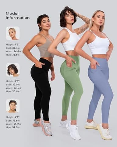 CHRLEISURE Leggings with Pockets for Women, High Waisted Tummy Control Workout Yoga Pants(5 Packs, Black,Raspberry Red,Green, Blue,White, XL) - Image 6