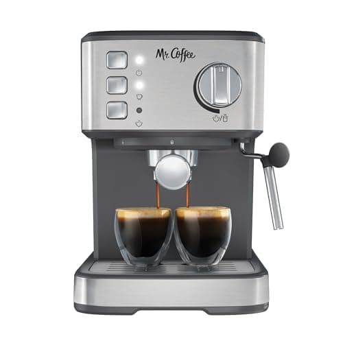 Mr. Coffee Compact Espresso Maker, Espresso Machine With Steam Wand, 15-Bar Pump Automatic Espresso Machine - Image 1