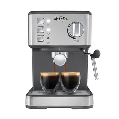 Mr. Coffee Compact Espresso Maker, Espresso Machine With Steam Wand, 15-Bar Pump Automatic Espresso Machine - Image 1