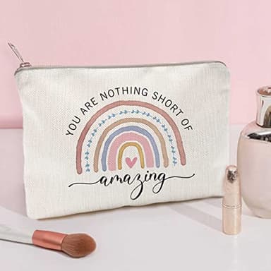 You Are Nothing Short Of Amazing Makeup Case Rainbow Makeup Bag Gift Best Friend Gift Sister Birthday Gift Funny Quote For Besite - Image 2