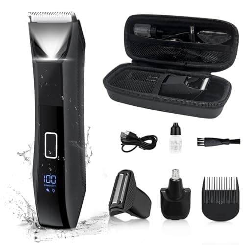 Beatslm Body Trimmer for Men, Groin & Body Hair Trimmer, Ball Foil Shaver, Nose Hair Clippers, 3 in 1 Men's Waterproof Wet/Dry Groomer with Travel Case &Travel Lock, LED Display, Black - Image 1