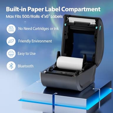 Omezizy Bluetooth Thermal Label Printer 4x6 - D520BT Thermal Shipping Label Printer for Small Business, Wireless Label Printer with Built-in Label Holder, Compatible with USPS, Shopify - Image 4