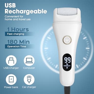 Foot Callus Remover for Feet, Electric Foot Srcubber Callus Remover with 3 Speed, Pedicure Kit Tools Foot File for Dead Skin Dry Crack Skin Calluses, Foot Care Spa Kit Gift for Men Women Senior - Image 5