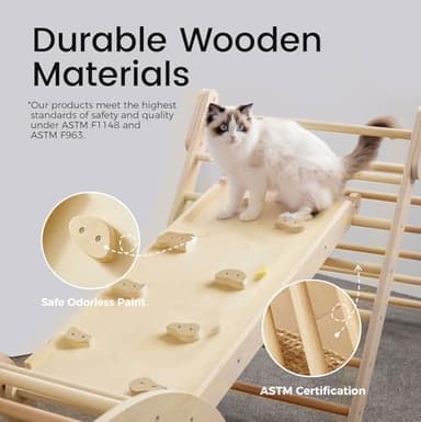 Tiny Land Pikler Triangle Set, 7-in-1 Foldable Pikler Triangle Climbing Toys Set for Kids,Baby Indoor Playground Jungle Gym, Wooden Montessori Climbing Set for Toddler (Natural) - Image 6