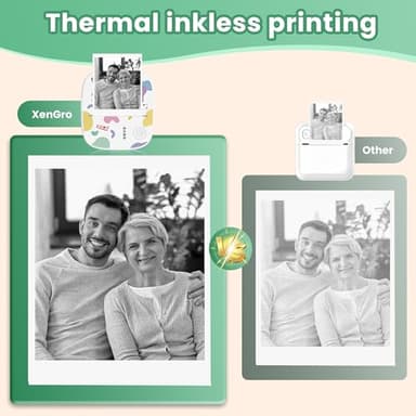 XenGro Mini Portable Sticker Printer, Mini Thermal Printer with 3 Rolls Paper, Bluetooth Inkless Printpods, Pocket Label Maker Suitable for Creative Kids DIY, Diaries, Photos, Study Notes -White - Image 8