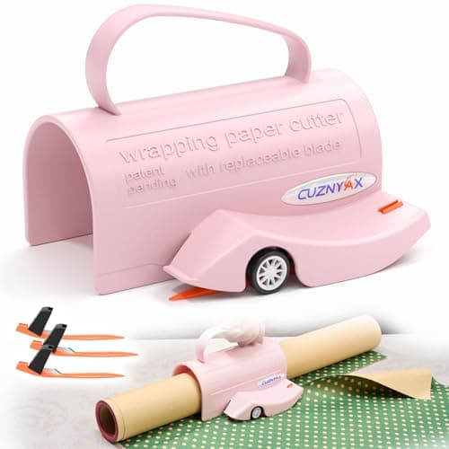 Wrapping Paper Cutter with 3 Replaceable Blades, Gift Wrap Cutter Tool for Gift Wrapping, Paper Roll Cutter for Christmas Holiday Birthday - Image 1