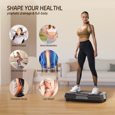 Vibration Plate Exercise Machine: TISSCARE Weight Loss and Lymphatic Drainage Vibrating Plates, Whole Body Workout Sculpting Platform for Home Fitness Fat Burner for Women Men - Image 6