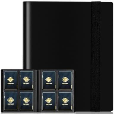 4 Pocket Card Binder for 160 Sleeves, Card Folder Ablum for Trading Cards Collection for Sports Cards, Baseball Cards, Game Cards, Mini TCG Binder Fit for MTG, Gift for Card Collector (Black) - Image 1