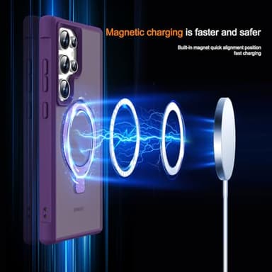 SKYLMW Compatible with Samsung Galaxy S24 Ultra Case with Magnetic Ring Stand, Purple - Image 3