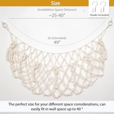 YKBU Stuffy Animal Net for Stuffed Animals Storage Hammock Macrame Stuffed Animal Toy Display Plush Toy Holder Wall Hanging Net for Stuffed Animal Display (Cream,49" W) - Image 4