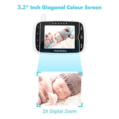 HelloBaby Baby Monitor with Remote Pan-Tilt-Zoom Camera and 3.2'' LCD Screen, Infrared Night Vision (Black) - Image 6