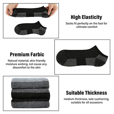 COOPLUS 12 Pack Mens Cushioned Ankle Socks, Low Cut Breathable Casual Socks (Shoe Size 6-11) - Image 3