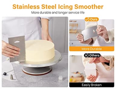 Kootek Aluminium Cake Turntable, 12 Inch Rotating Cake Stand, 35 pcs Cake Decorating Kit Supplies with 24 Numbered Icing Piping Tips, 2 Frosting Spatula, Pastry Bags and Other Baking Tools - Image 6