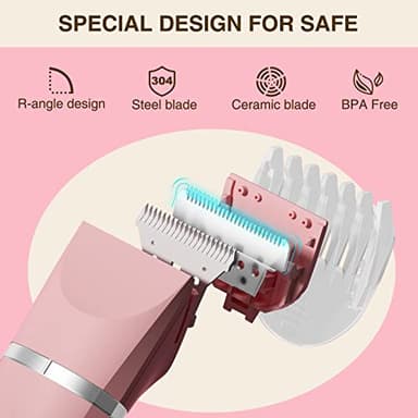 Bikini Trimmer for Women - 2 in 1 Electric Lady Pubic Hair Private Area Legs Arms Removal Personal Elecrtric Razor Shaver Rechargeable with Snap-in Ceramic Blades, Wet and Dry Use,Pink - Image 2