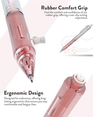 Four Candies Mechanical Pencil Set with Case, 6PCS Aesthetic Mechanical Pencils 0.5 & 0.7mm with 360PCS HB Lead Refills, 3PCS Erasers, 9PCS Eraser Refills for writing, drawing and sketching - Image 3