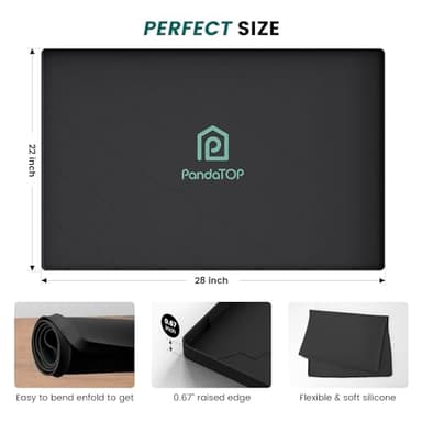 Under Sink Mat, 28" x 22" Silicone Kitchen Cabinet Tray, Waterproof & Flexible Under Sink Liner for Kitchen Bathroom and Laundry Room(Black) - Image 2