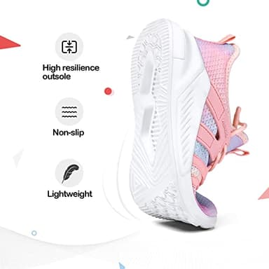RUNSIDE Girls Tennis Shoes Lightweight Sports Kids Sneakers Lace-up for Running/Walking, Toddler/Little Kid/Big Kid - Image 3