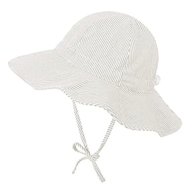 Zando Baby Girl Sun Hat Infant Wide Brim Hats Baby Boy Beach Hat UPF 50+ Toddler Caps for Boys Girls Baby Bucket Hat Beige 6-12 Months - Image 2