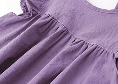 lymanchi Toddler Girl Cotton Linen Ruffle Halter Sleeveless Casual Kids Dresses 818 Purple 90 - Image 4