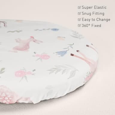 Gllquen Baby Bassinet Sheets 4 Pack, Breathable Cozy Fitted Mattress Sheet, Elastic Travel Crib Fashionable Floral Pattern, Standard Cradle Safe Sheets for Baby Boys Girls 32"x16"(Deer & Rose) - Image 8