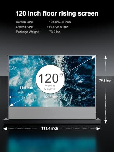 AWOL VISION 120" Motorized Rising Matte White Projector Screen for Long Short Ultra Short Throw Projector, Floor Stand Indoor Outdoor Theater Screen, 170°+ Viewable 4K/8K Ultra HD MW-F220 - Image 8