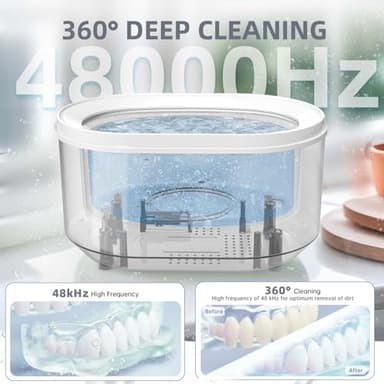 ZKH Ultrasonic Jewelry Cleaner, 48kHz High Frequency Sonic Jewelry Cleaner Machine with 500ml Capacity for Jewelry, Eyeglasses, Watch Straps, Earrings, Ring, Necklaces, Razors, Dentures - Image 3