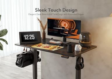 Claiks Electric Standing Desk, Adjustable Height Stand up Desk, 40x24 Inches Sit Stand Home Office Desk with Splice Board, Black Frame/Black Top - Image 5
