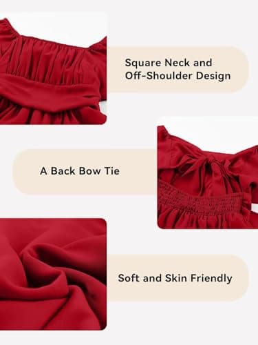 DOKOTOO KIDS Girls Special Occasion Dresses Summer Back Bow Tie Cute Dress Red 12-13 Years - Image 5