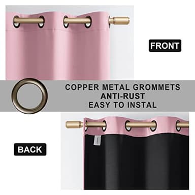 Rutterllow 100% Blackout Curtains, 84 Inches Long Full Blackout Drapes for Bedroom/Kids Room, Thermal Insulated Living Room Window Treatment Drapes (Set of 2 Panels, Pink, 52 x 84 inch) - Image 6