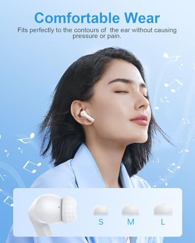 HUIFU Ear Buds Wireless Earbuds - Bluetooth Headphones 40H Playtime LED Display Deep Bass Stereo in-Ear Earphones with IPX7 Waterproof for iPhone Android Phone Tablet Laptop, Pure White - Image 6