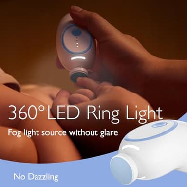 Momcozy Baby Nail File Electric, Gentle Baby Nail Trimmer Electric, Baby Nail Clipper with Night Light, 7 Grinding Head Replacement Pads, Blue - Image 2