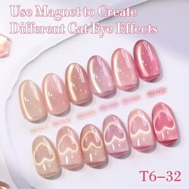 Double Rhythm Cat Eye Gel Nail Polish Set of 6 Same Color Same Bottle 0.5 Oz Shimmer Glitter with Magnet Holographic Reflective Magnetic UV Nail Polish Kit at Home (Glass Nude Pink Rose-T6-32) - Image 9