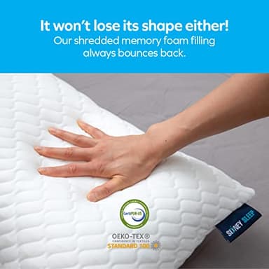 Sidney Sleep Pillow for Side and Back Sleepers - Comfort for Neck and Shoulder Pain - Adjustable Contour Fill - Queen Size - Extra Fill Included (White) - Image 8
