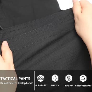 Hiwise Men's Ripstop Tactical Pants Water Resistant Stretch Cargo Pants Lightweight EDC Hiking Work Pants (Black, 42WX34L) - Image 5