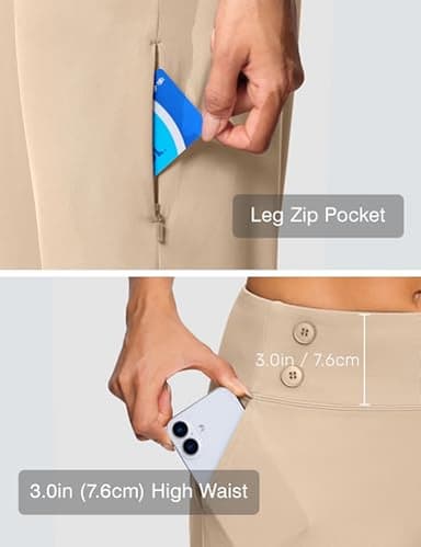 ISEEGZ 18" Dressy Capri Pants for Women High Waist Stretch Womens Golf Capris Pants for Summer with Pockets Work Casual Khaki - Image 6