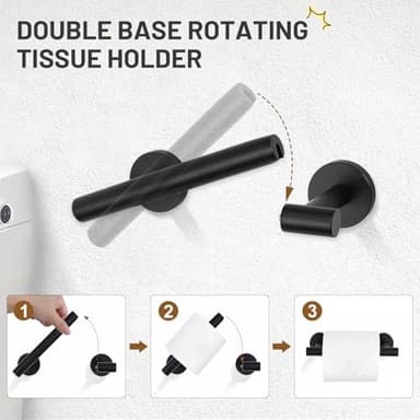 TURS Matte Black 5 Piece Bathroom Hardware Set, SUS304 Stainless Steel Bath Towel Bar Set, 24 Inch Round Bathroom Accessories Kit Wall Mounted - Image 4