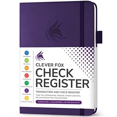 Clever Fox Check Register Book - Deluxe Transaction Register, Accounting Ledger Book, Checkbook Register & Checking Account Register Book for Personal and Work Use, A5 Hardcover - Purple - Image 1