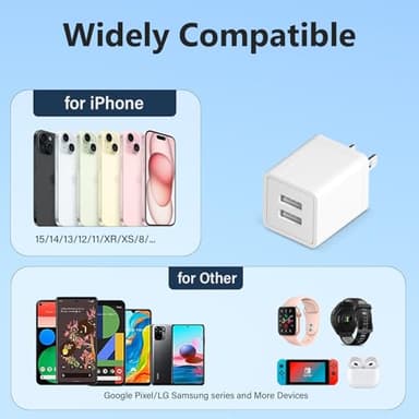 USB Charger Block, 2Pack Portable Chargers Plug, 5V 2.1A Dual USB-A Port Charging Cube,USBA Wall Charge Power Adapter Compatible with iPhone,Android,Garmin Watch,Samsung Watch,PS4 Controller and More - Image 5