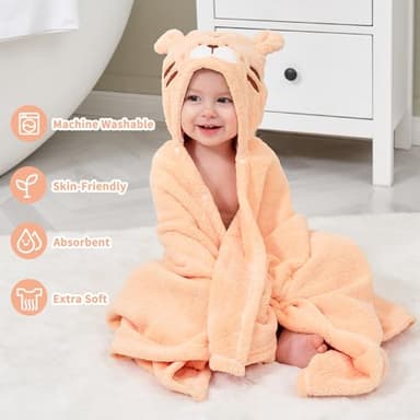 FUBANRAY Toddler Bath Towel Hooded Kids Towels Baby Bath Towels for Boy Girl 0-5 Year, 2-Pack Thick Absorbent Toddler Towels with Hood Kids Bath Towel, Large 50''x32'' Baby Hooded Towel for Kids - Image 5