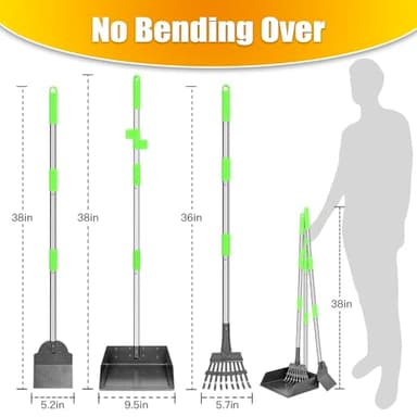 TOOGE Larger Pooper Scooper, Dog Pooper Scooper for Large Medium Small Dogs Heavy Duty Long Handle Metal Tray Rake Shovel Set for Yard Grass - Image 3