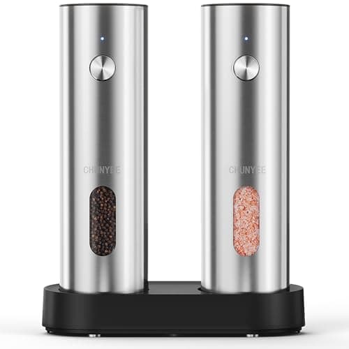 Electric Salt and Pepper Grinder Set with Rechargeable Base - Upgraded Large Capacity, Refillable Pepper Mill Set with LED Light & Adjustable Coarseness, Ideal for Kitchen, Outdoor, BBQ & Gift Giving - Image 1