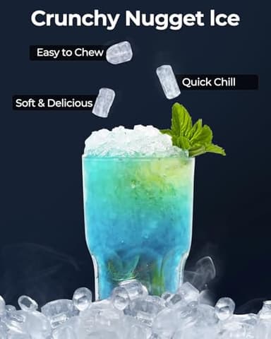 Nugget Ice Maker with 1 Gallon Tank, 41lbs/24H Soft & Chewable Ice, Automatic Water Supply, Preset Time, Self-Cleaning, Multifunctional Pellet Ice Machine for Home & Kitchen - Image 5