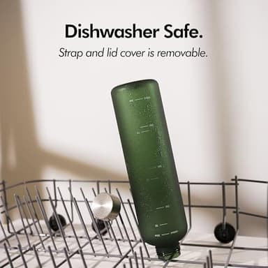 KIVY Slim Water Bottle 32oz [Lightweight & Shatterproof] Fits Backpack & Cupholder for Travel, Sports, School, Gym - Dark green water bottle no straw - Gym water bottle screw top - Dishwasher Safe - Image 7