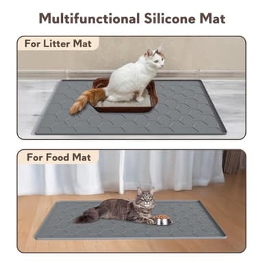 Garoopion Cat Litter Box Mat, Large 34" X 22" Cat Litter Mat, Waterproof Silicone Pad for Floor, Dark Gray - Image 6