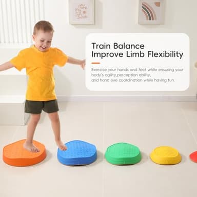 CINDALOG Stepping Stones for Kids, 5pcs Durable Non-Slip Plastic Balance Stones, Promoting Children's Coordination Skills Sensory Play Equipment for Toddlers - Image 6
