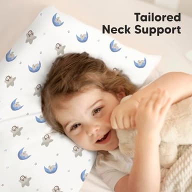 KeaBabies Toddler Pillow with Pillowcase, Jumbo 14X20 - Soft Organic Cotton Toddler Pillows for Sleeping - Machine Washable - Perfect for Travel, Toddler Bed Set (Space Drift) - Image 5